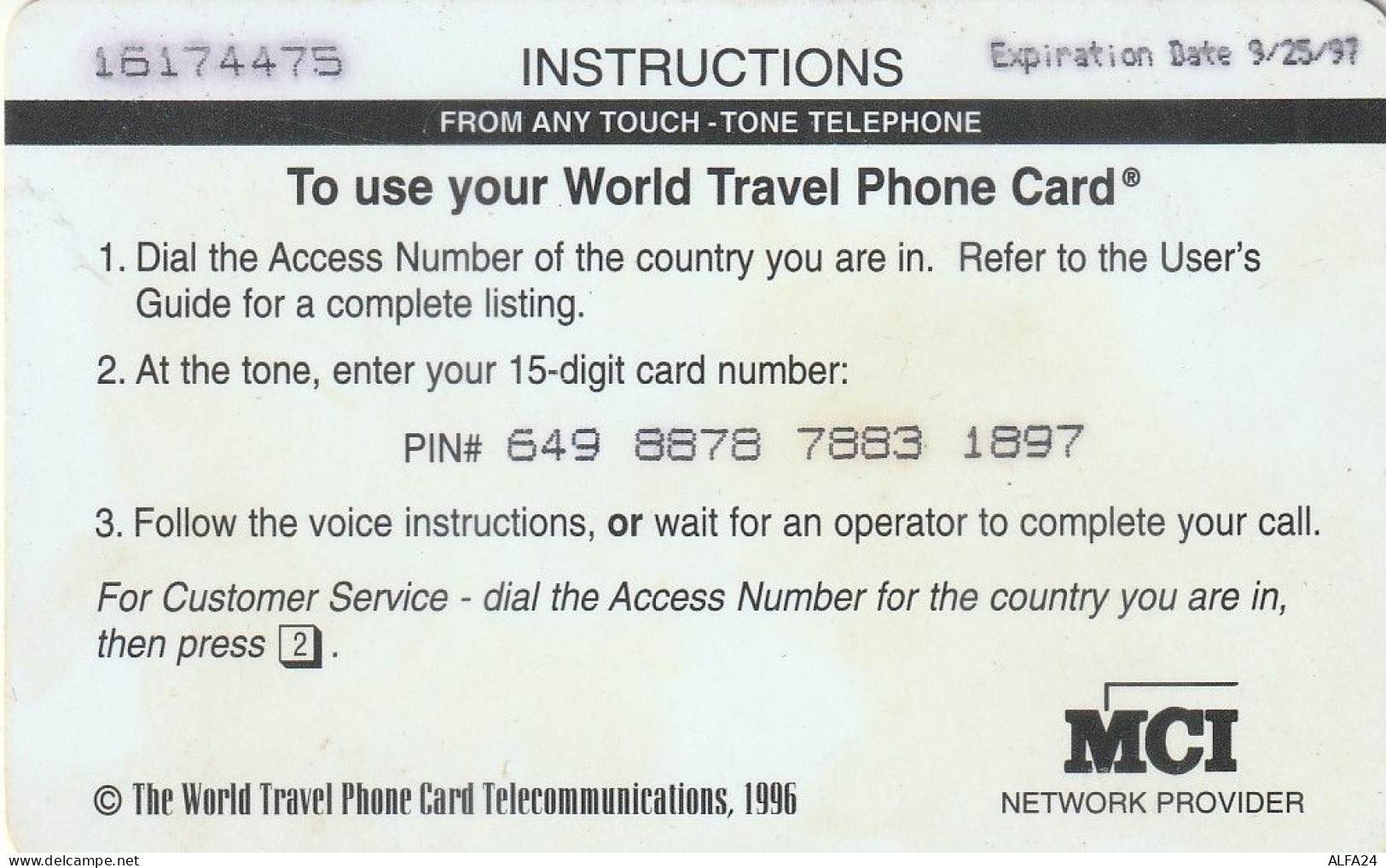 PREPAID PHONE CARD USA MCI (CZ2101 - Otros & Sin Clasificación