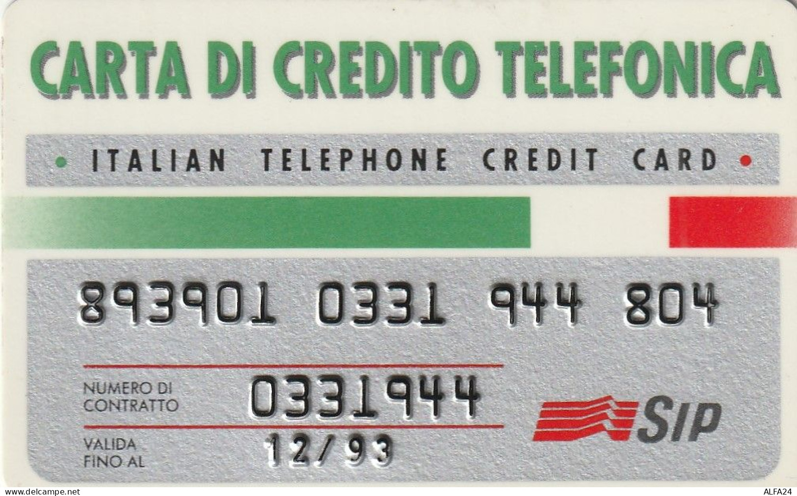 CARTA DI CREDITO TELEFONICA SIP 12/93  (CZ2112 - Speciaal Gebruik