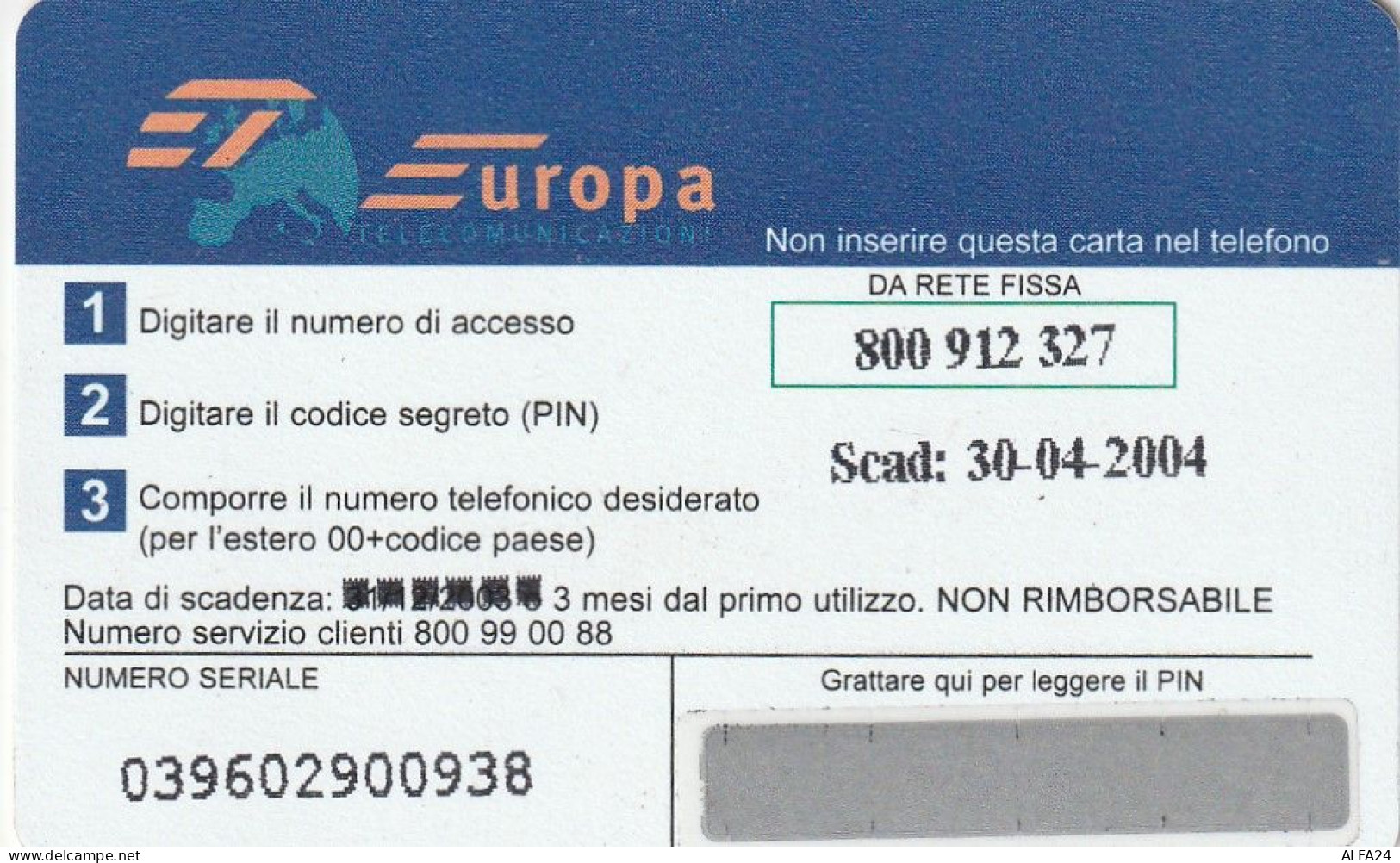 PREPAID PHONE CARD ITALIA  (CZ2054 - Publiques Ordinaires