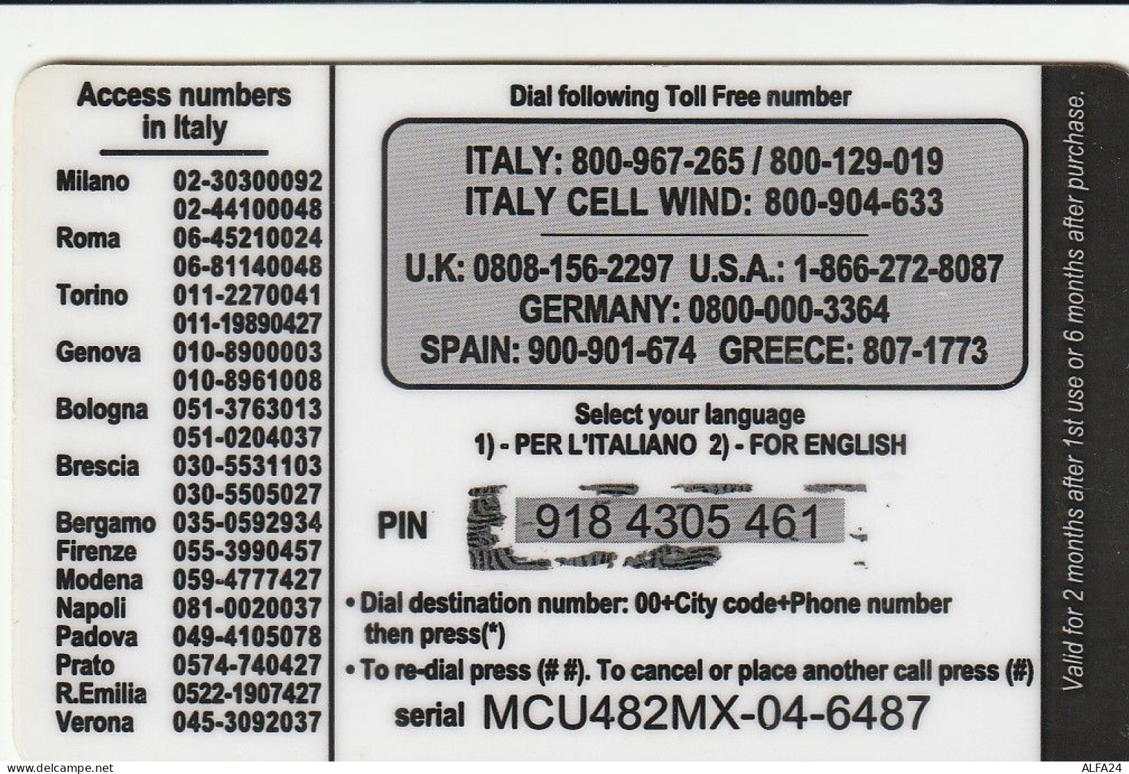 PREPAID PHONE CARD ITALIA  (CZ2051 - Öff. Diverse TK