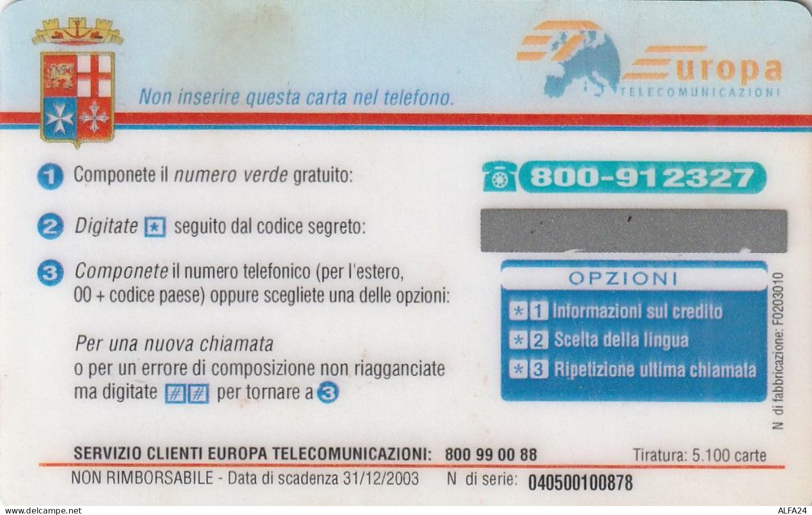 PREPAID PHONE CARD ITALIA  (CZ2048 - Öff. Diverse TK