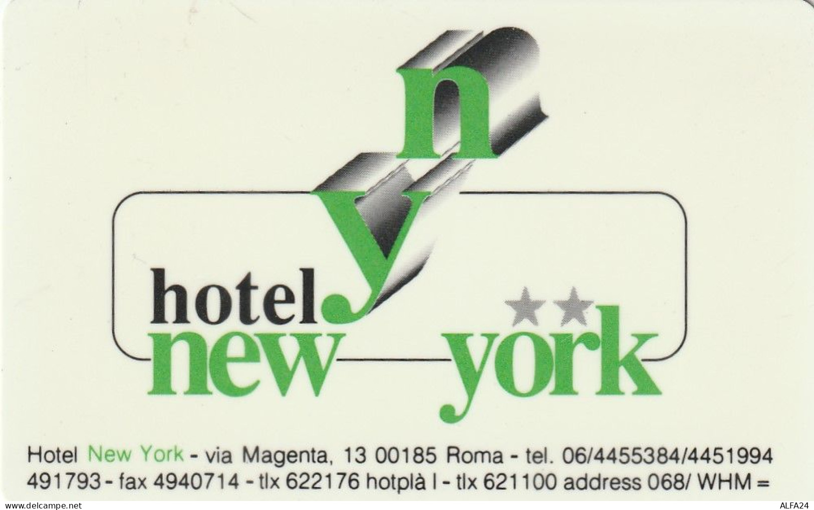SCHEDA PER CAMERE ALBERGO  (CZ2009 - Cartes D'hotel