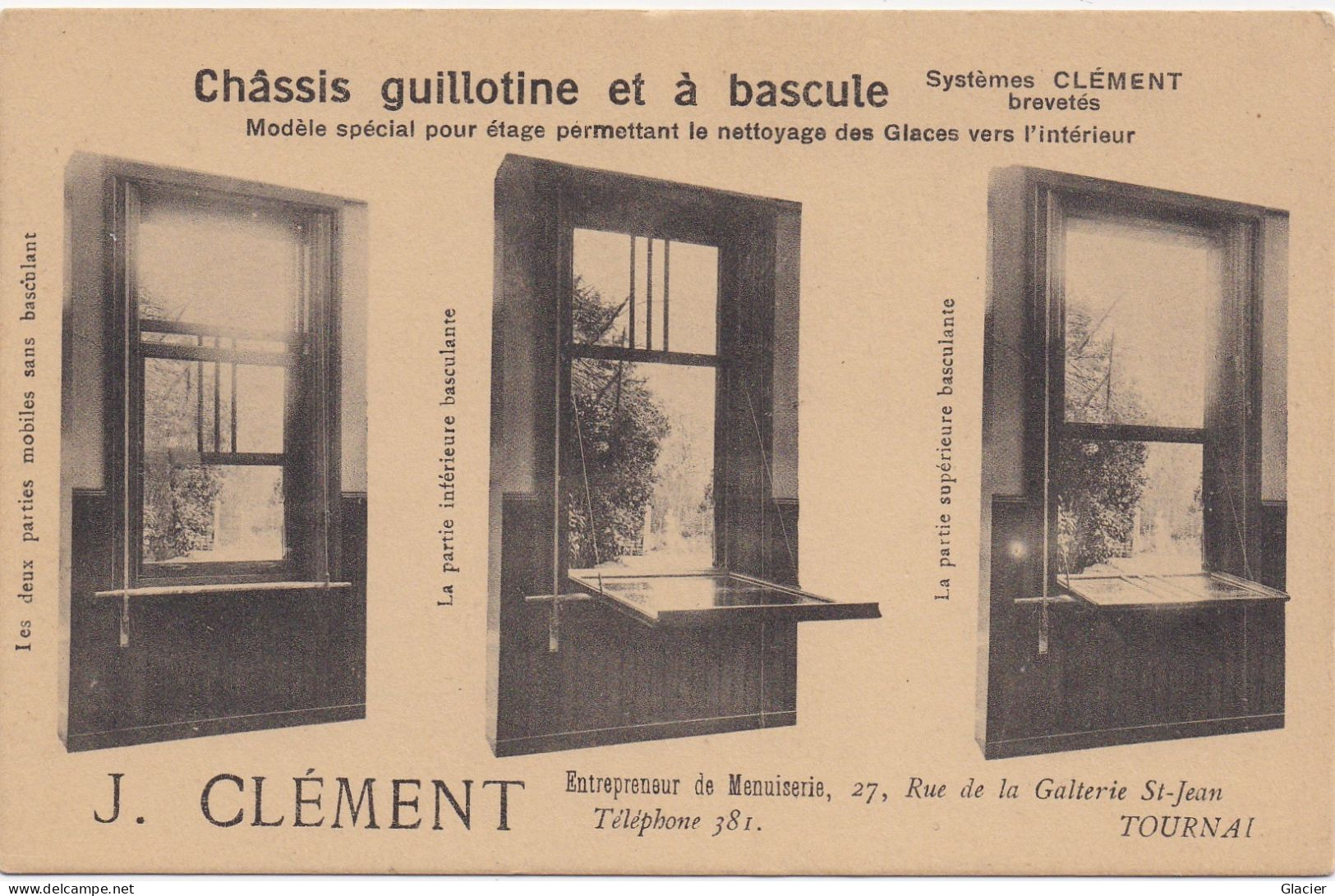 J.CLEMENT Entrepreneur De Menuiserie TOURNAI - Pour Ecole - Hôtel - Salle De Fêtes .....- Chassis à Guillotine Publicité - Doornik