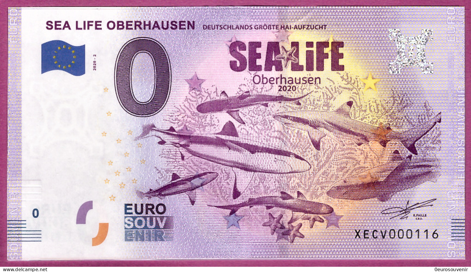 0-Euro XECV 2020-2 SEA LIFE OBERHAUSEN DEUTSCHLAND GRÖẞTE HAI-AUFZUCHT - Private Proofs / Unofficial