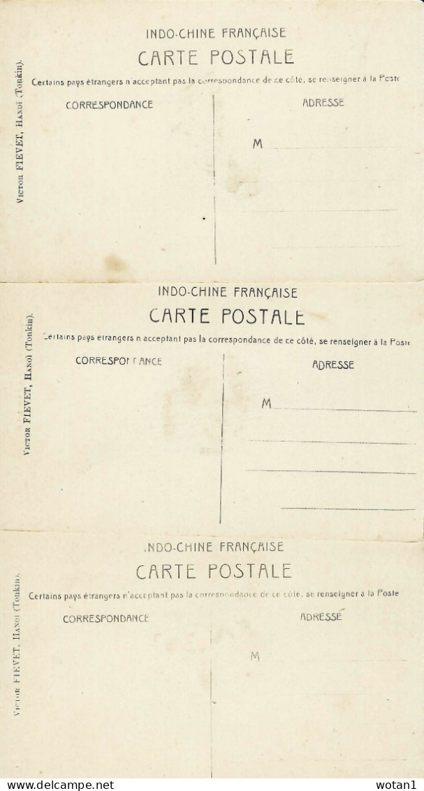 3 C.P. TONKIN - Hanoi Pont Doumer - Théâtre De Haiphong - Haiphong Hôtel Du Commerce (Ligne Blanche Fictive) - Viêt-Nam