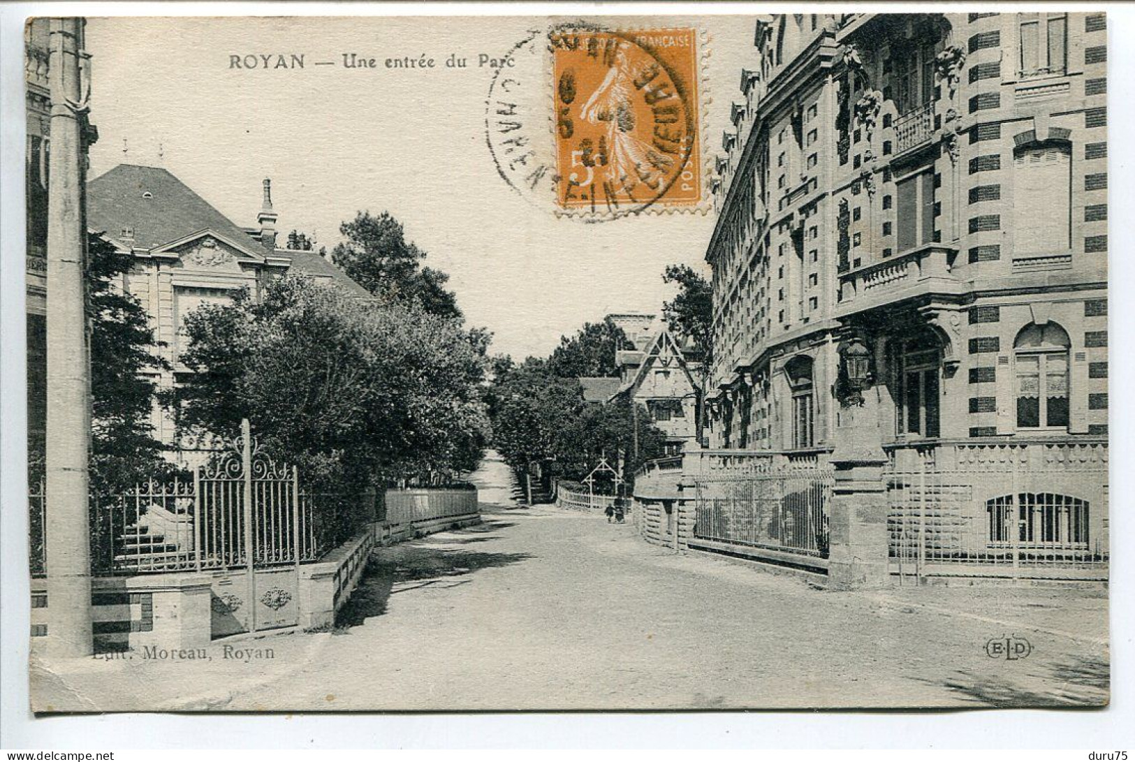 CPA Voyagé 1921 * ROYAN Une Entrée Du Parc * Editeur Moreau à Royan - Royan