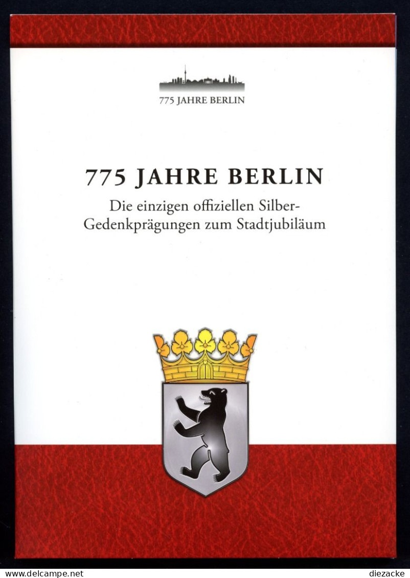 775 Jahre Berlin 8 Silbermedaillen Teilvergoldet, Farbveredelt PP (KMS038 - Non Classés