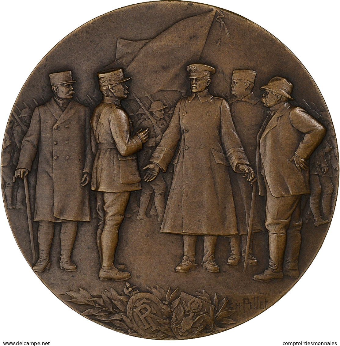 France, Médaille, Hommage Au Général Pershing, 1918, Bronze, Pillet, SPL - Other & Unclassified