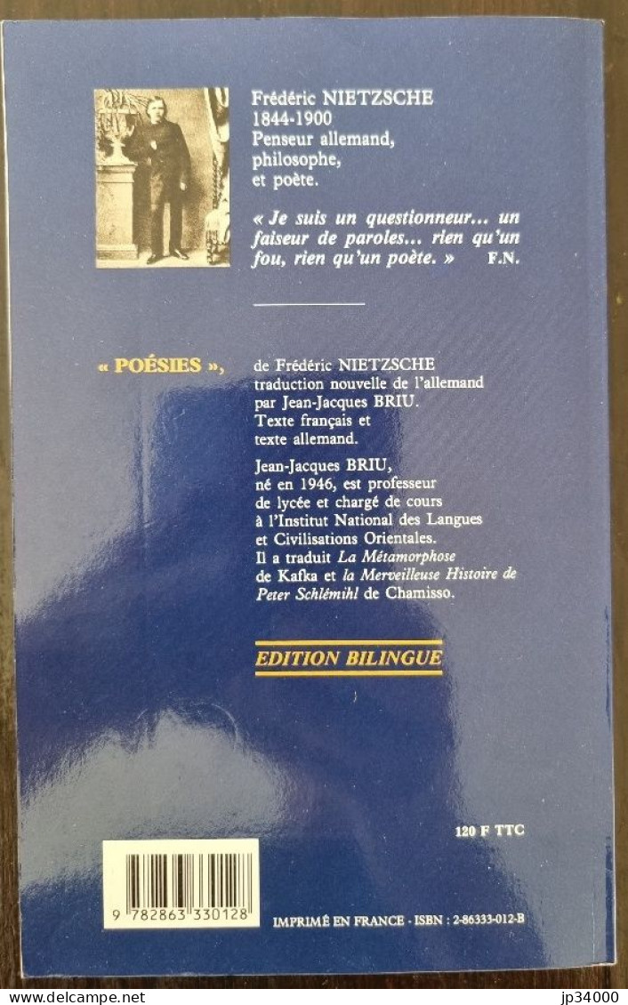 POESIES Par Frédéric Nietzsche. Traduction De Jean Jacques BRU (Eole 1991) - Psychologie/Philosophie