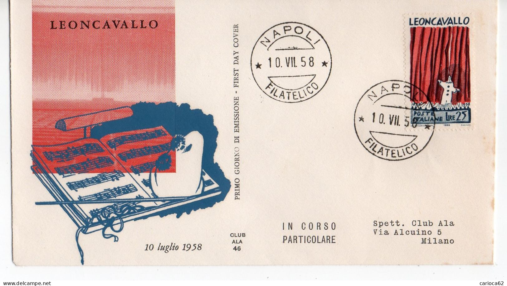 1958 - FDC " LEONCAVALLO " ALA VEDI++++ - FDC