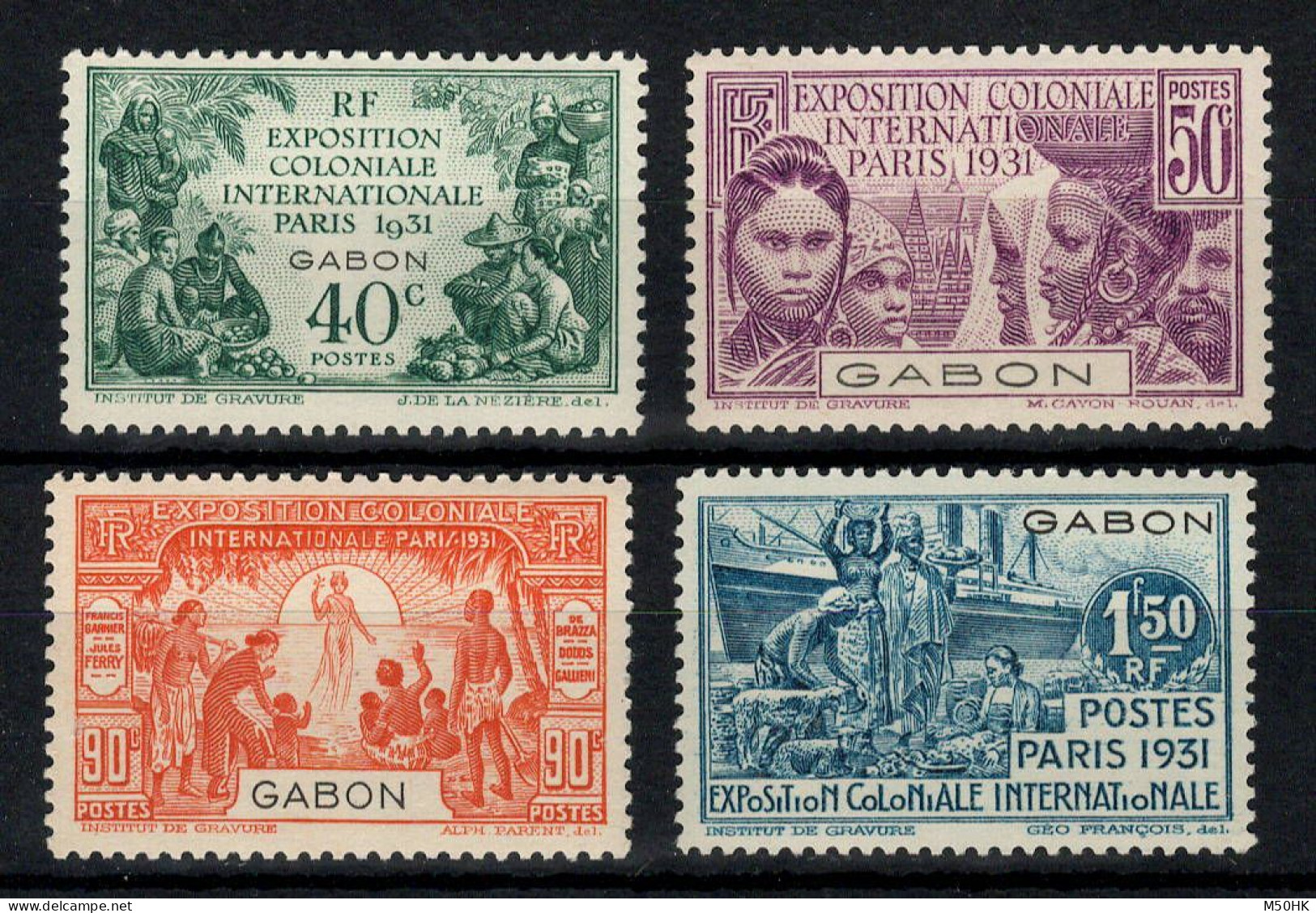 Gabon - YV 121 à 124 N** MNH Luxe Complete Exposition Coloniale , Cote 34 Euros - Unused Stamps