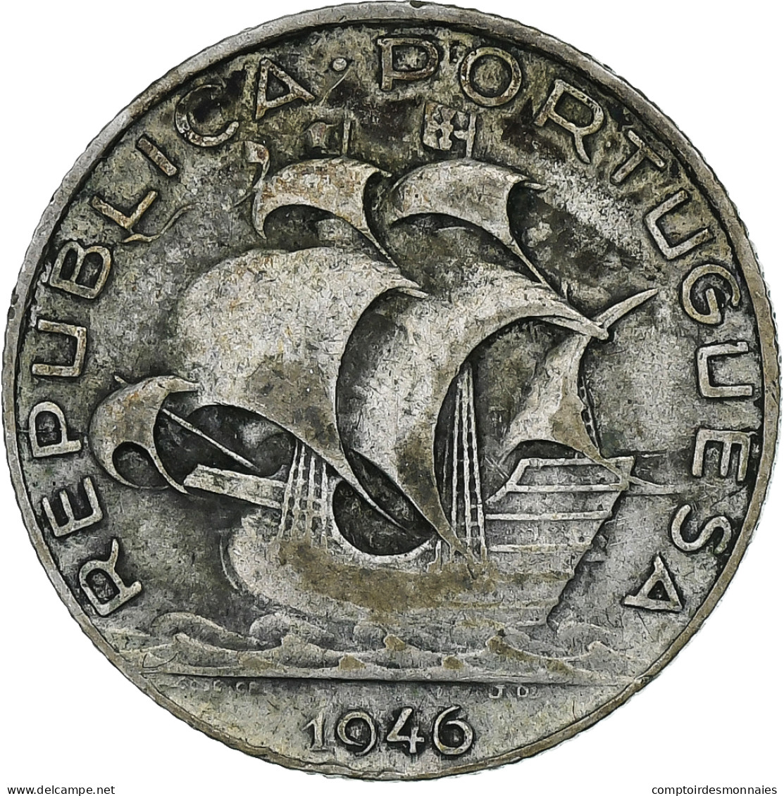 Portugal, 2-1/2 Escudos, 1946, Lisbonne, Argent, TB+, KM:580 - Portogallo