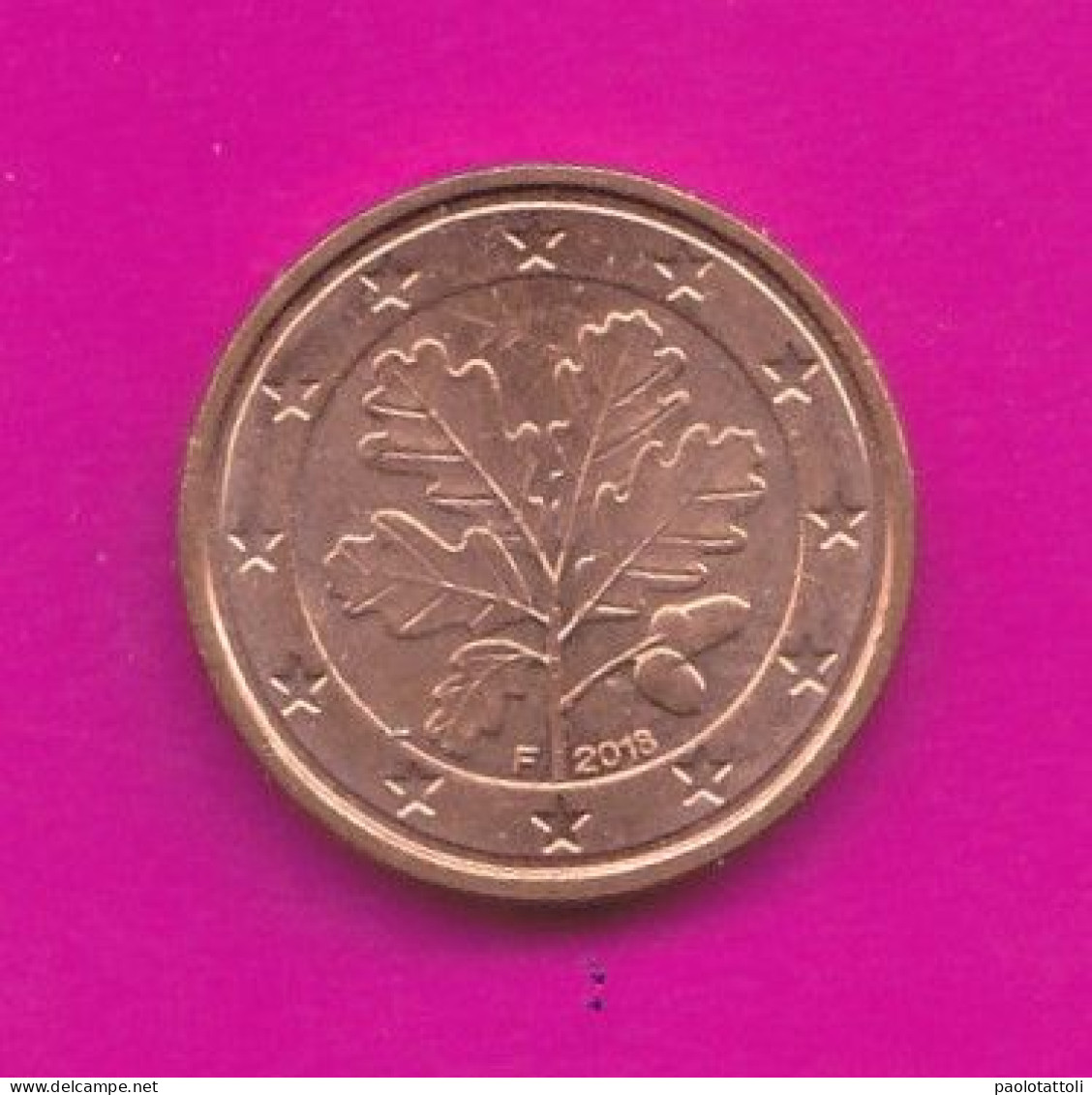 Germany, F 2018- 1 Euro Cent- Mint Of Stoccarda- Copper Plated Steel- Obverse Oak Leaf. Reverse Denomination- - Germany