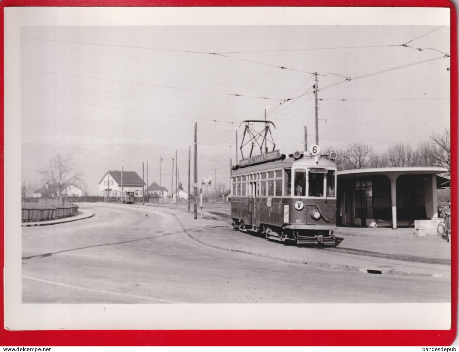 SUISSE - GENEVE - VERNIER   PHOTO DE J. BAZIN 1953 - " TRAMWAY PUBLICITÉ JSOTTA - Vernier