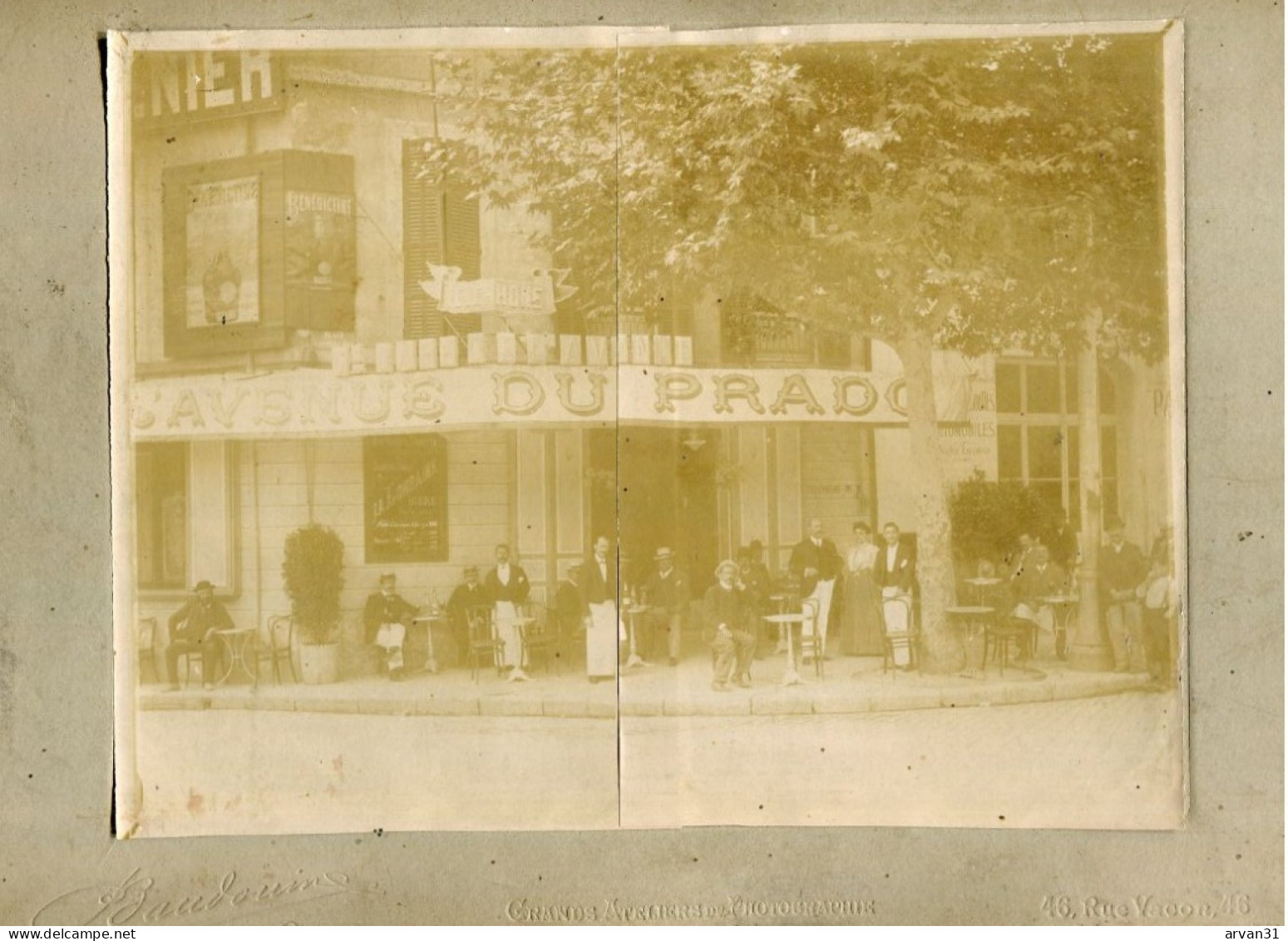 MARSEILLE -- GRANDE PHOTO Du CAFE De L' AVENUE Du PRADO En 1895 - 1898  -- - Castellane, Prado, Menpenti, Rouet