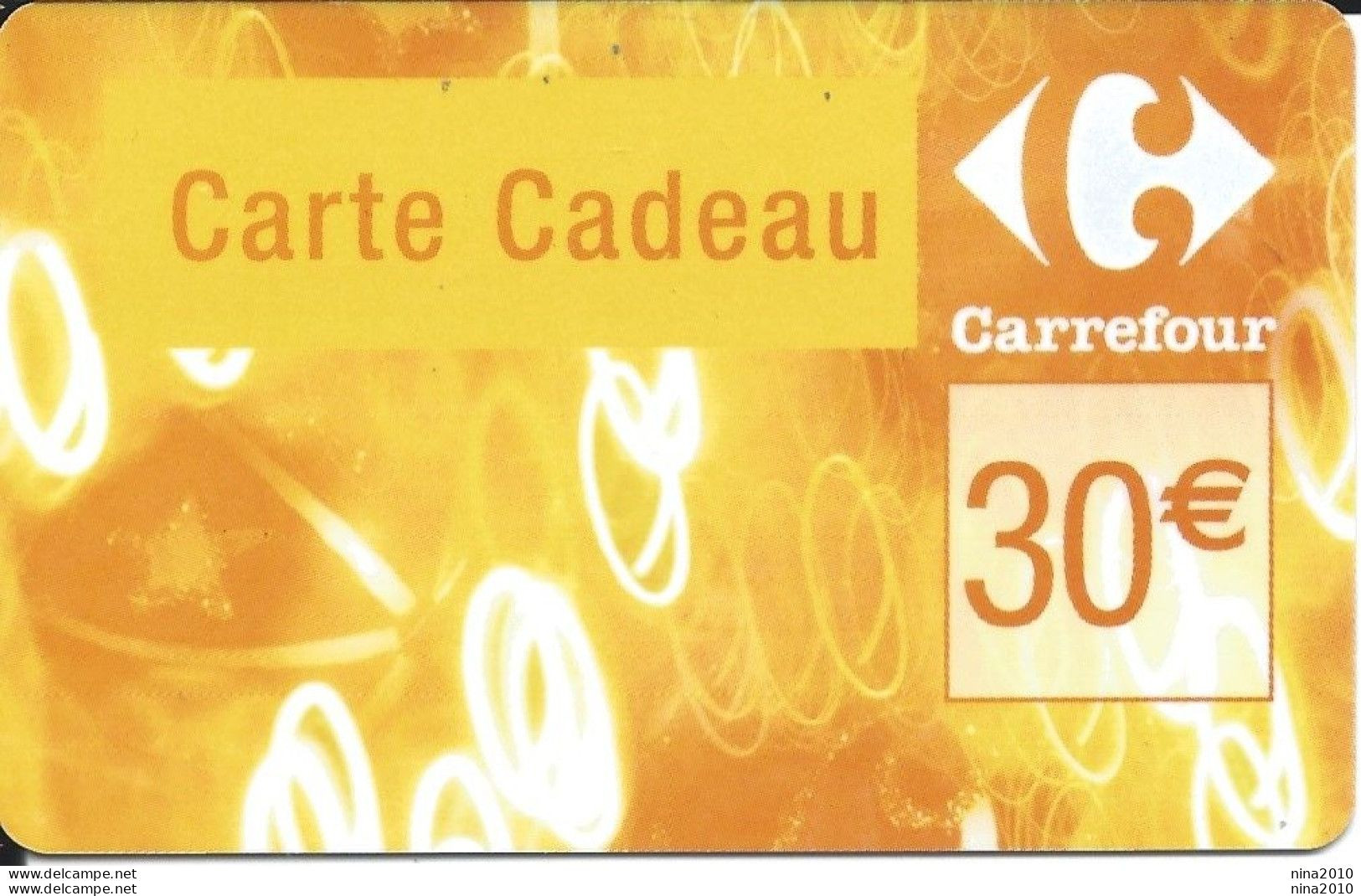 Carte Cadeau - Carrefour Verso 31/12/2009  - VOIR DESCRIPTION Avant Enchères -  GIFT CARD /GESCHENKKARTE - Cartes Cadeaux