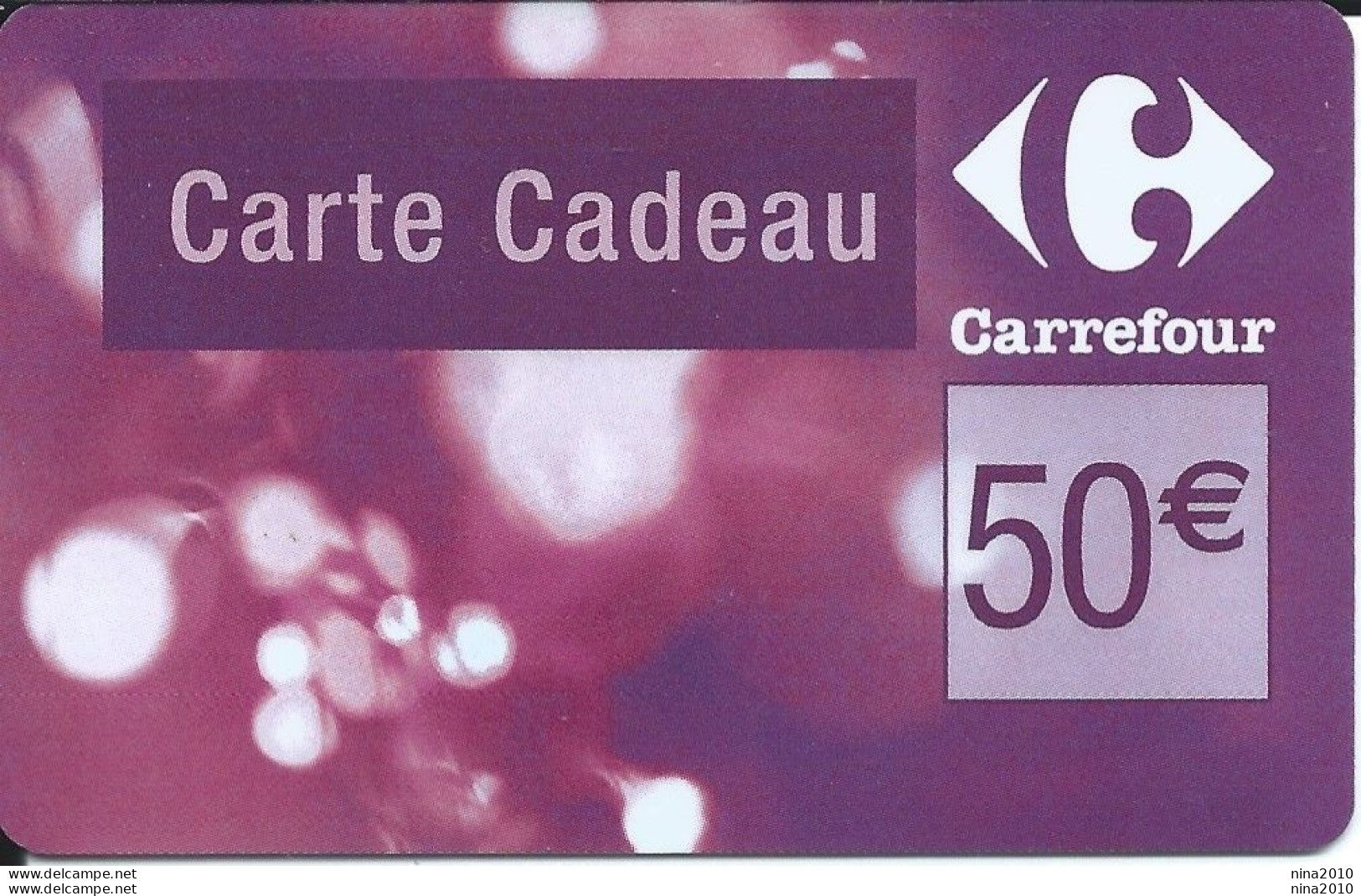 Carte Cadeau - Carrefour Verso 31/12/2009  - VOIR DESCRIPTION Avant Enchères -  GIFT CARD /GESCHENKKARTE - Cartes Cadeaux