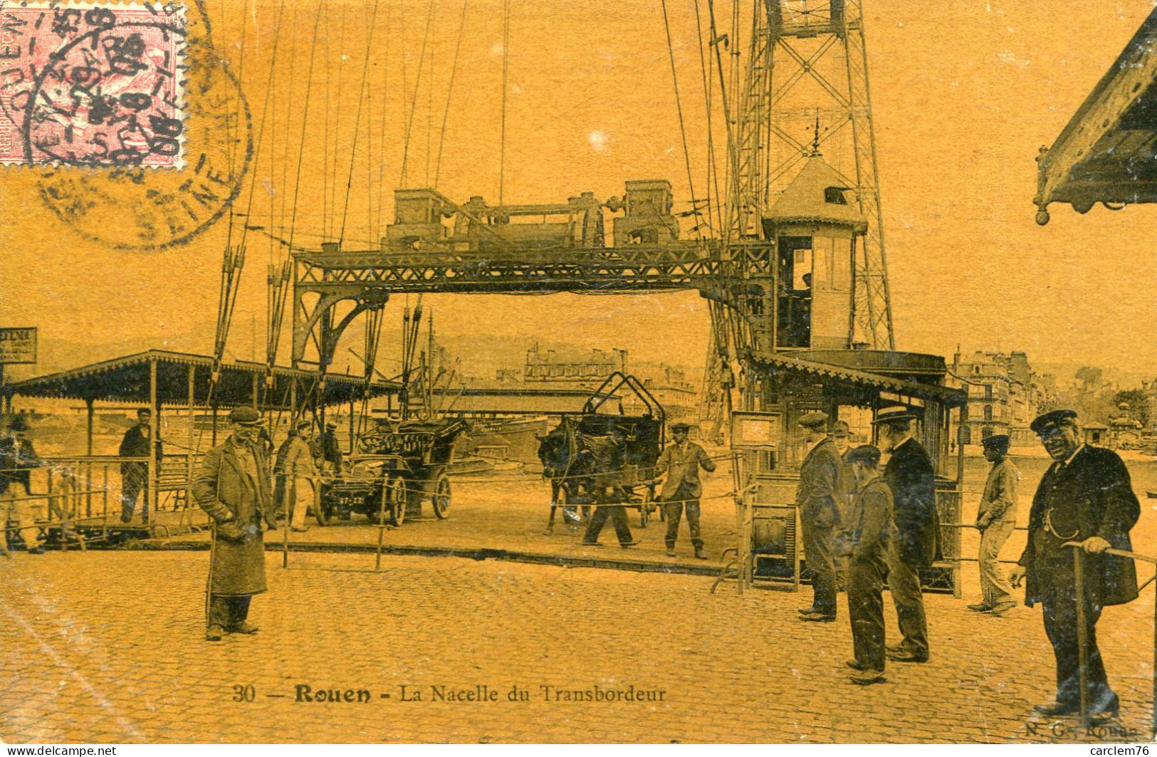 Carte Postale Rouen Nacelle Transbordeur En 1906 - Rouen