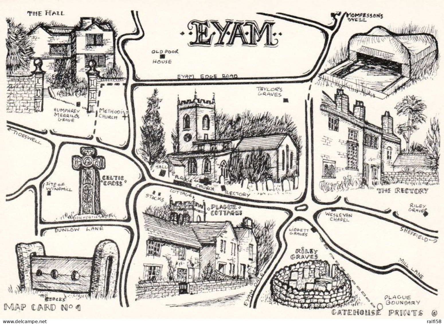 1 Map Of Eyam * Eyam Ist Ein Dorf In Derbyshire - Das Dorf Im Peak District Ist Bis Heute Als „Pest-Dorf“ Bekannt * - Derbyshire