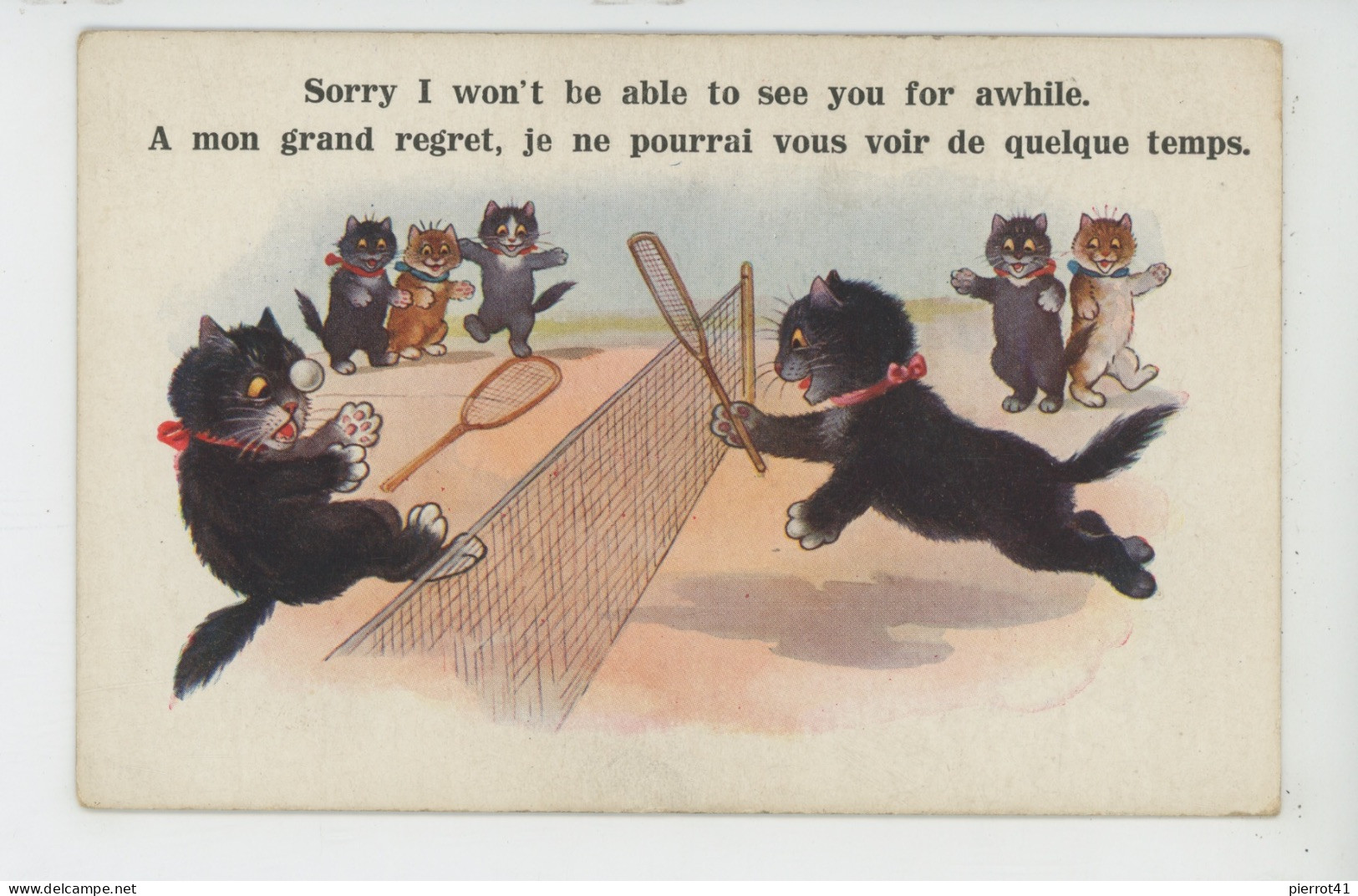 CHATS - CAT - Jolie Carte Fantaisie Chats Jouant Au Tennis - COMIQUE SERIES N° 4096 - Katzen