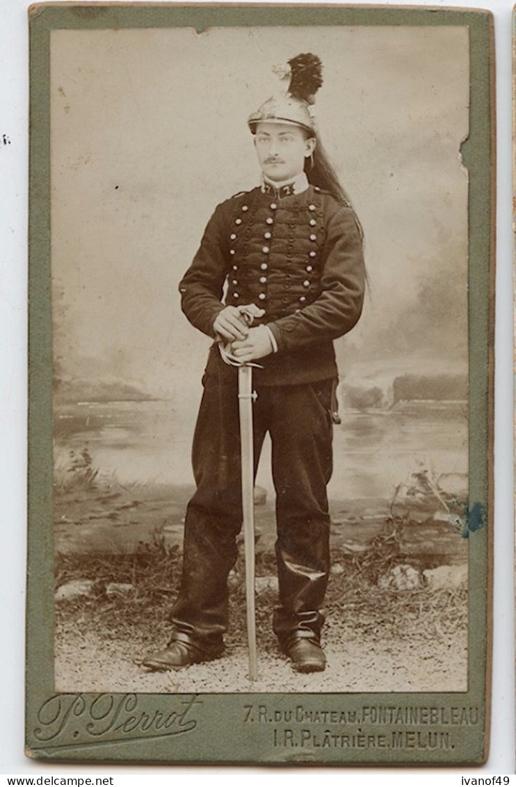 CDV P.PERROT à MELUN - MILITAIRE DU 7ème RÉGIMENT DE DRAGONS,1880 - War, Military