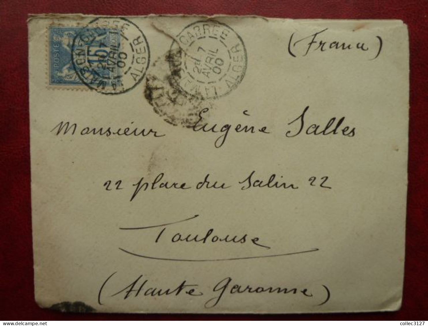 LF1 - Cachet Convoyeur Affreville à Alger  Sur Lettre De Maison-Carrée 1900 Affranchie Au Type Sage YT 90 - 1877-1920: Periodo Semi Moderno