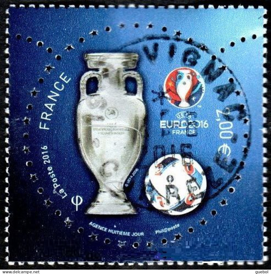 France Oblitération Cachet à Date N° 5050_A  Football - Trophée, Ballon, Et Logo De La Compétition Euro 2016 - 2010-.. Matasellados