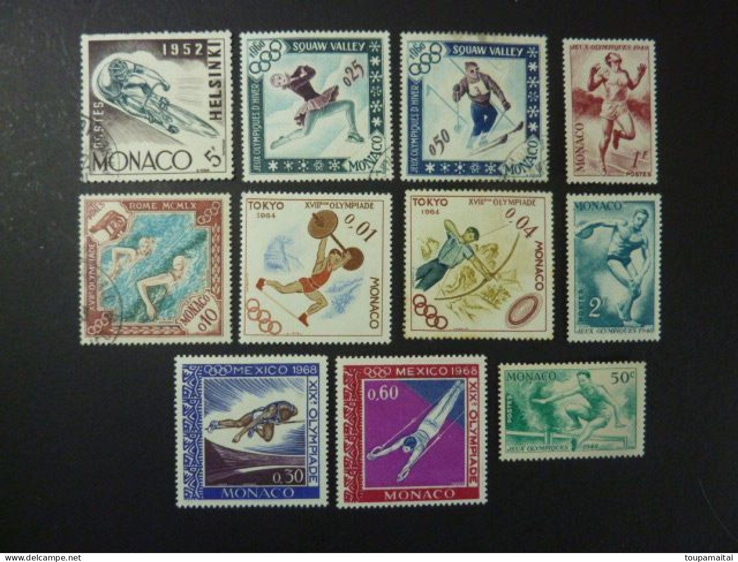 MONACO, Années 191948-1968, YT N° 319-320-321-737-738 Neufs MH Et 389-536-537-533-654-657 Oblitérés (total 11 Timbres) - Used Stamps