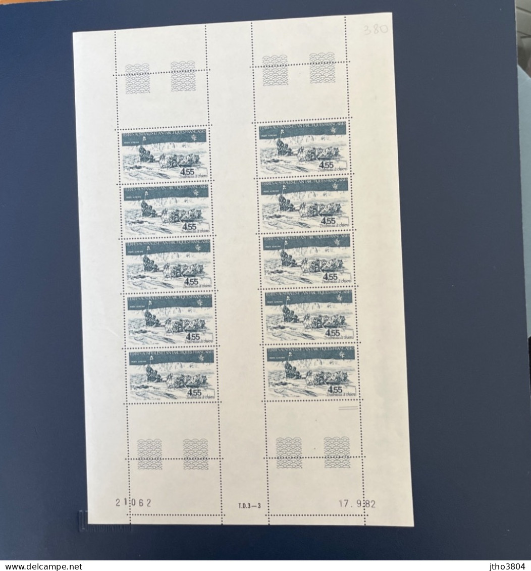 TAAF 1982 - Poste Aérienne - N° 74 - Chiens Terre Adelie - Feuille Entière De 10 Timbres - Neuve MNH ** - 1er Choix - Luftpost