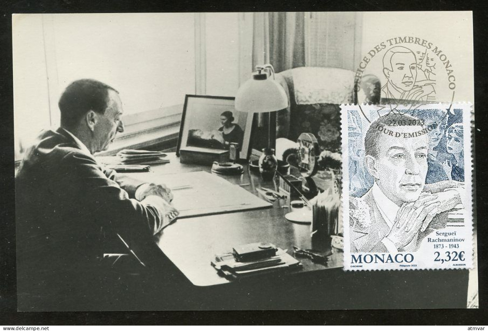 MONACO (2023) Carte Maximum Card - 150 Anniversaire Naissance Sergueï Rachmaninov (1873-1943), Pianiste, Compositeur - Maximumkaarten