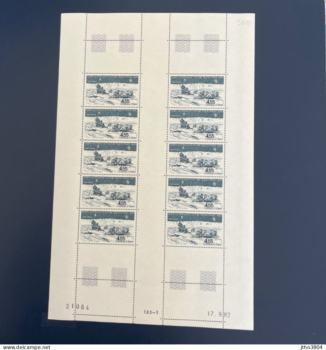 TAAF 1982 - Poste Aérienne PA 74 - N 74 - Chiens Terre Adelie - Feuille Entière De 10 Timbres - Neuve MNH ** - 1er Choix - Ongebruikt