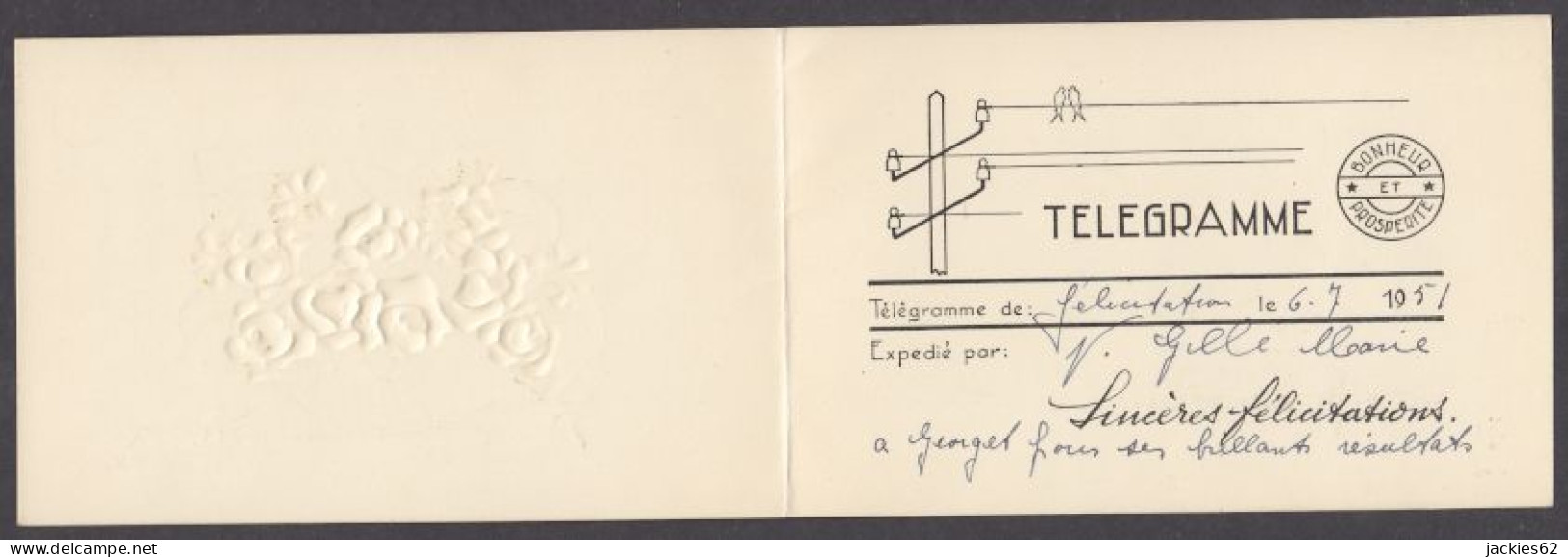 130839/ Télégramme De Félicitations, 1951 - Telegrams