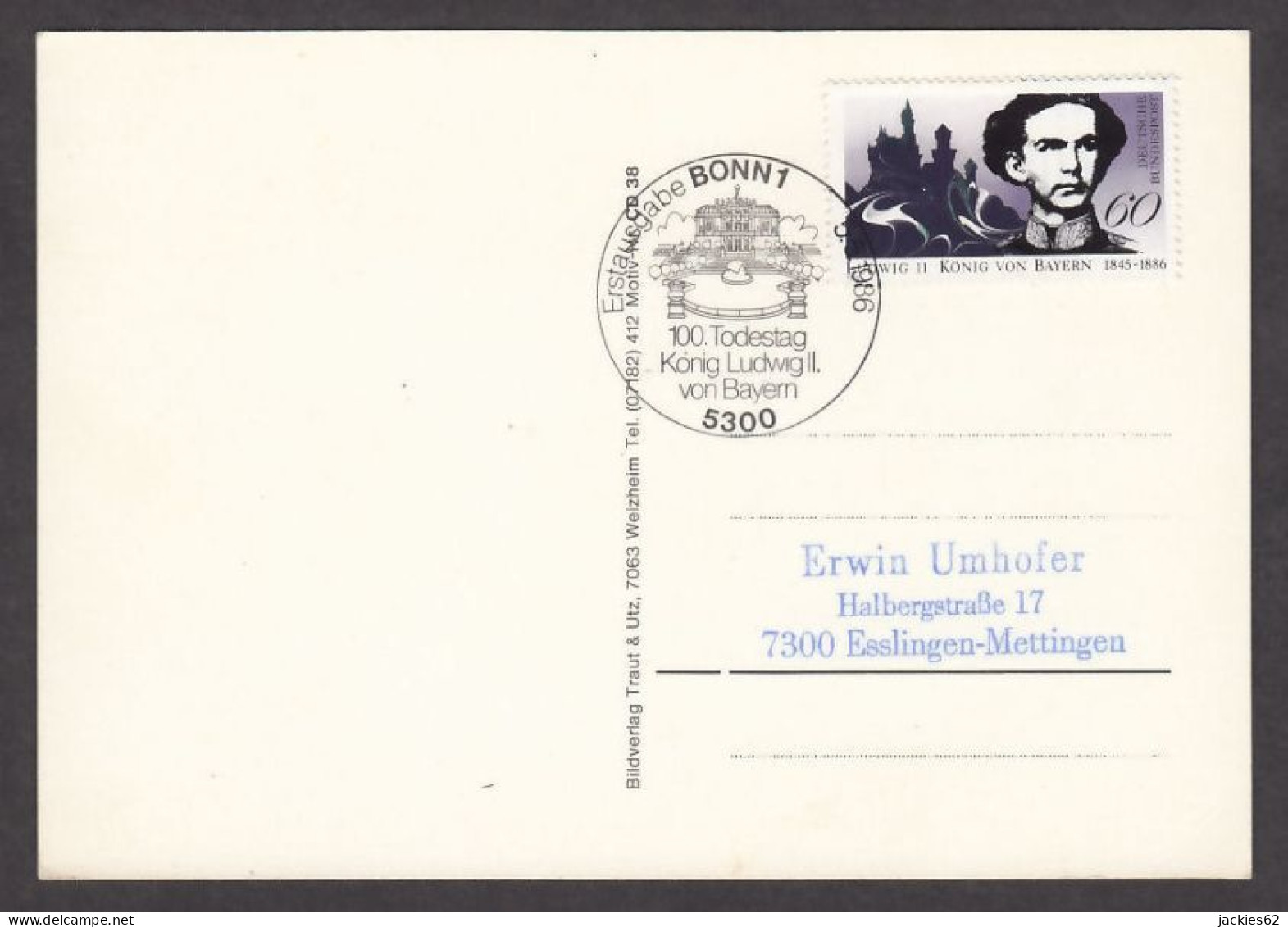 130841/ Ludwig II Konig Von Bayern, Erstausgabe Bonn 1, 05-05-1986 - Sonstige & Ohne Zuordnung