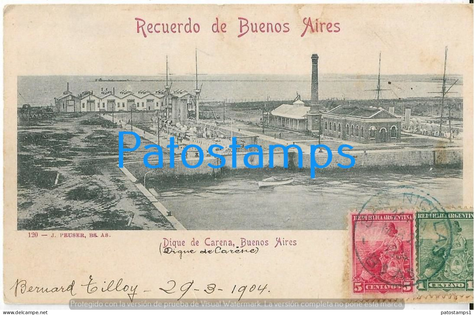 228528 ARGENTINA BUENOS AIRES DIQUE DE CARENA YEAR 1904 CIRCULATED TO AFRICA ALGER POSTAL POSTCARD - Argentina