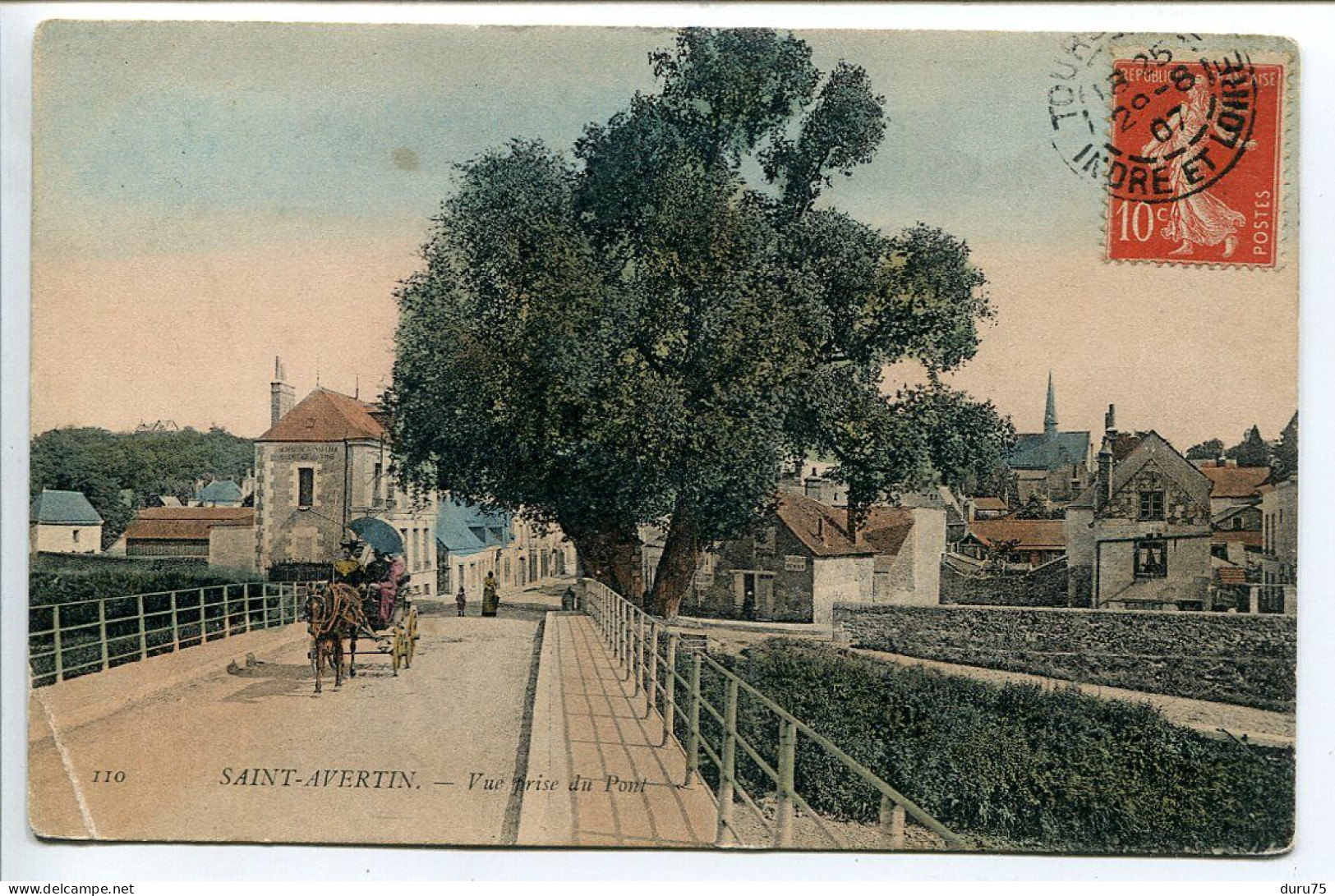 CPA Couleur Voyagé 1907 * SAINT AVERTIN Vue Prise Du Pont ( Attelage Cheval ) - Saint-Avertin