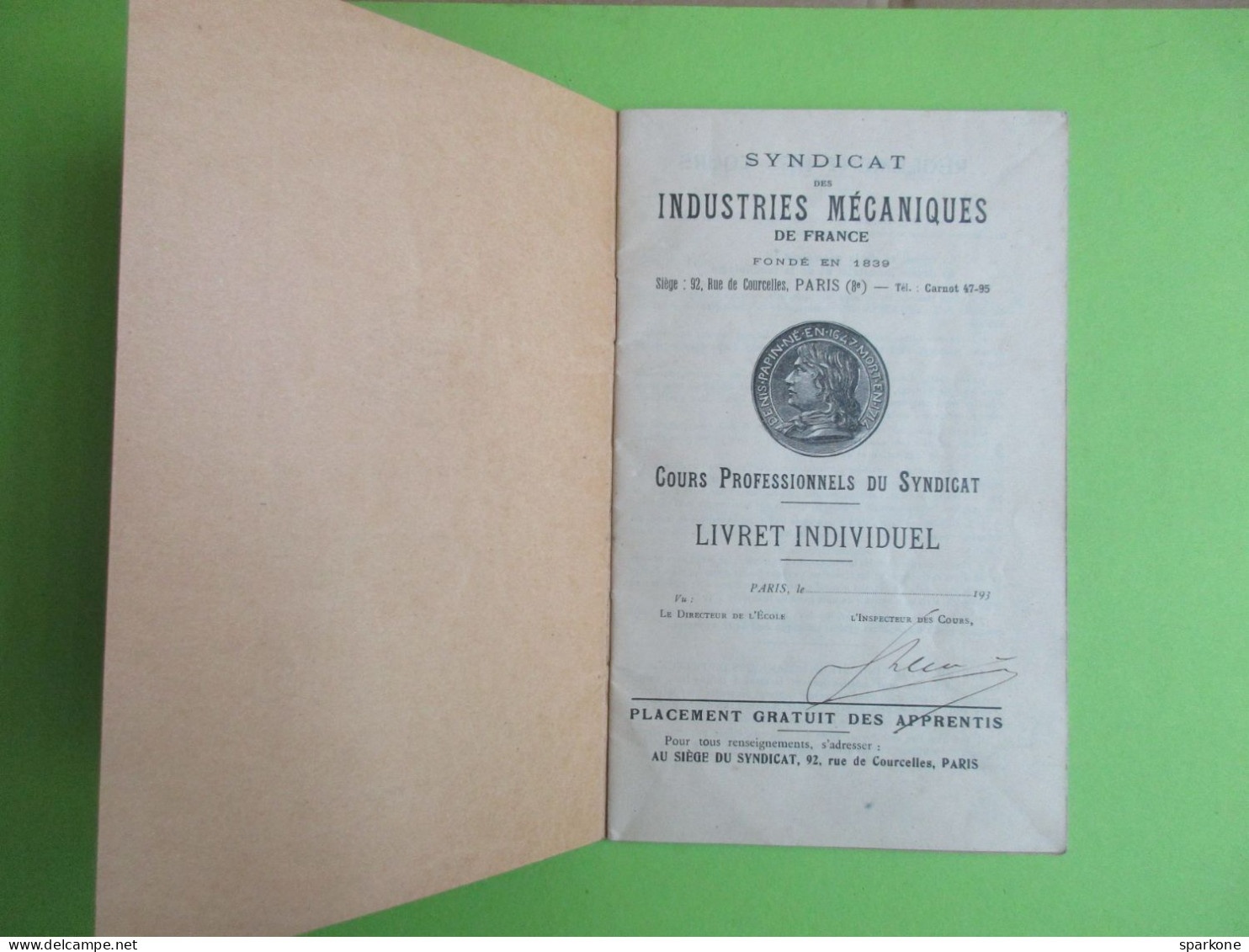 Syndicat Des Industries Mécaniques De France - Cours Professionnels Du Syndicat - Livret Individuel 1935-1936 - Non Classés