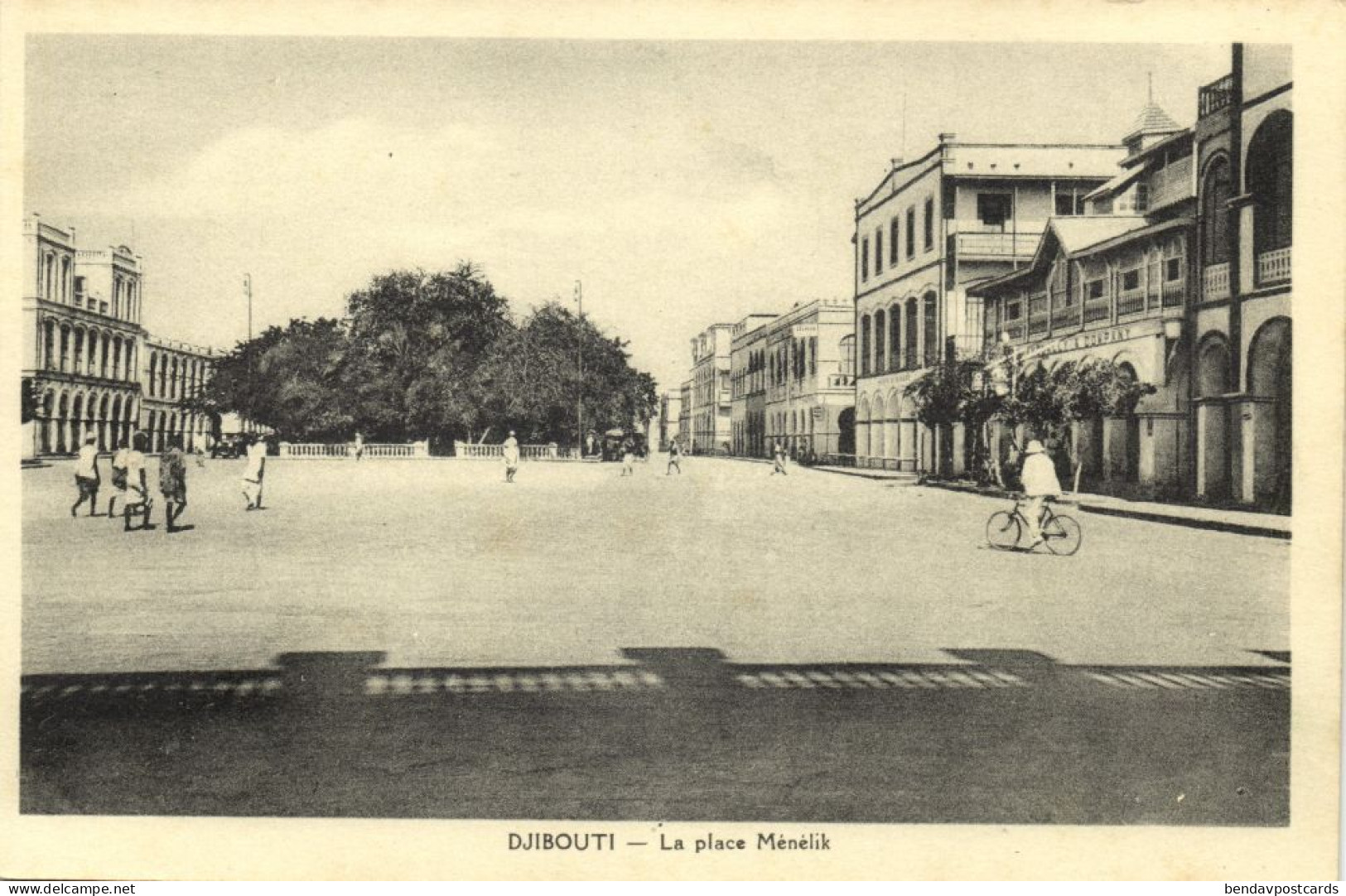 Djibouti, DJIBOUTI, La Place Ménélik, Square, Bike (1930s) Postcard - Dschibuti