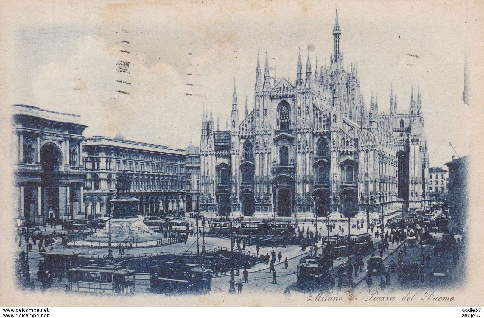 Italie Milano Piazza Del Duomo Tramway 1924 - Tram