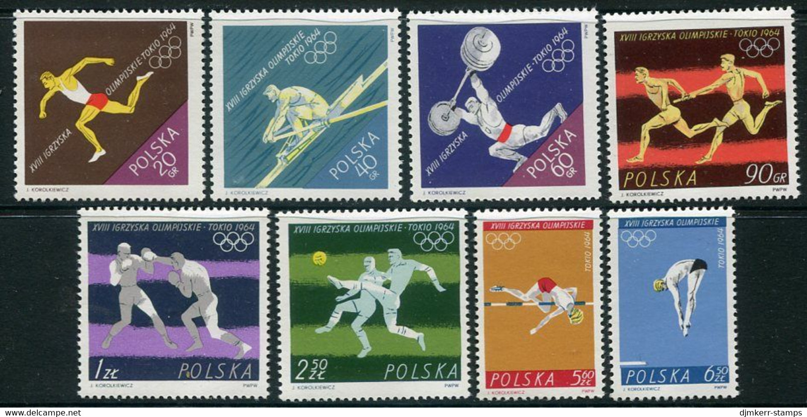 POLAND 1964 Olympic Games, Tokyo MNH / **.  Michel 1514-21 - Unused Stamps