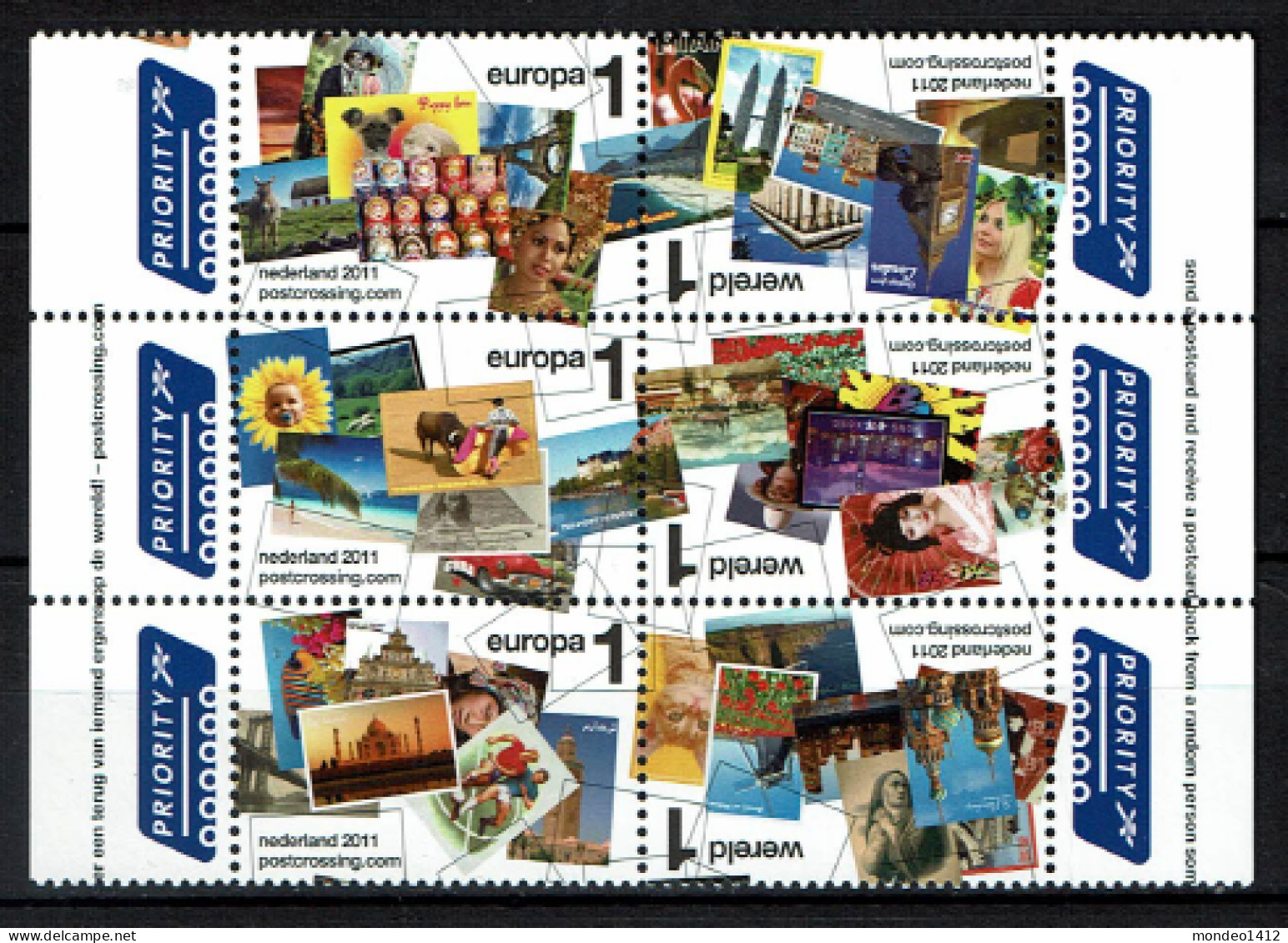 Nederland 2011 - NVPH 2879/2884 - Priority Europa/World, Postcrossing - MNH - Ongebruikt