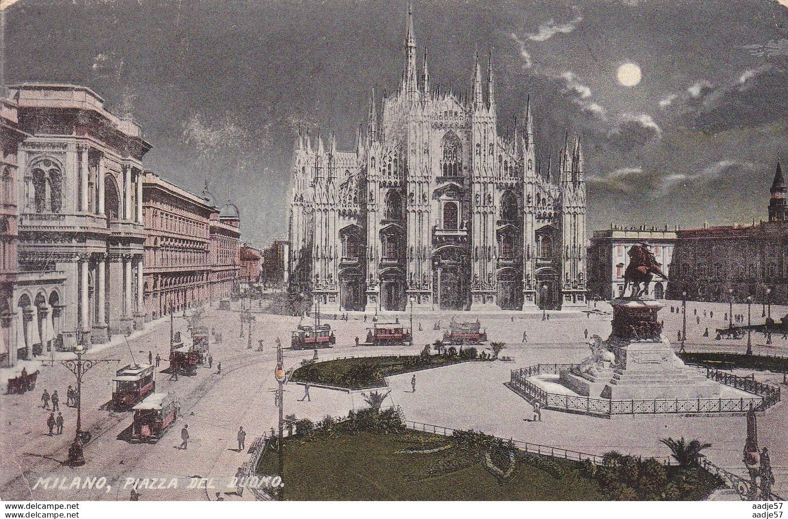 Italie Milano Piazza Del Duomo Tramway 1909 - Strassenbahnen