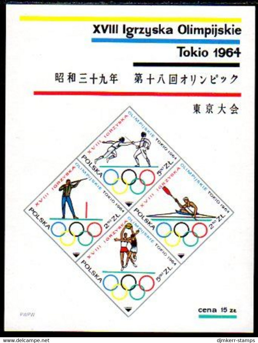 POLAND 1964 Olympic Games, Tokyo Block MNH / **.  Michel Block 33 - Blokken & Velletjes