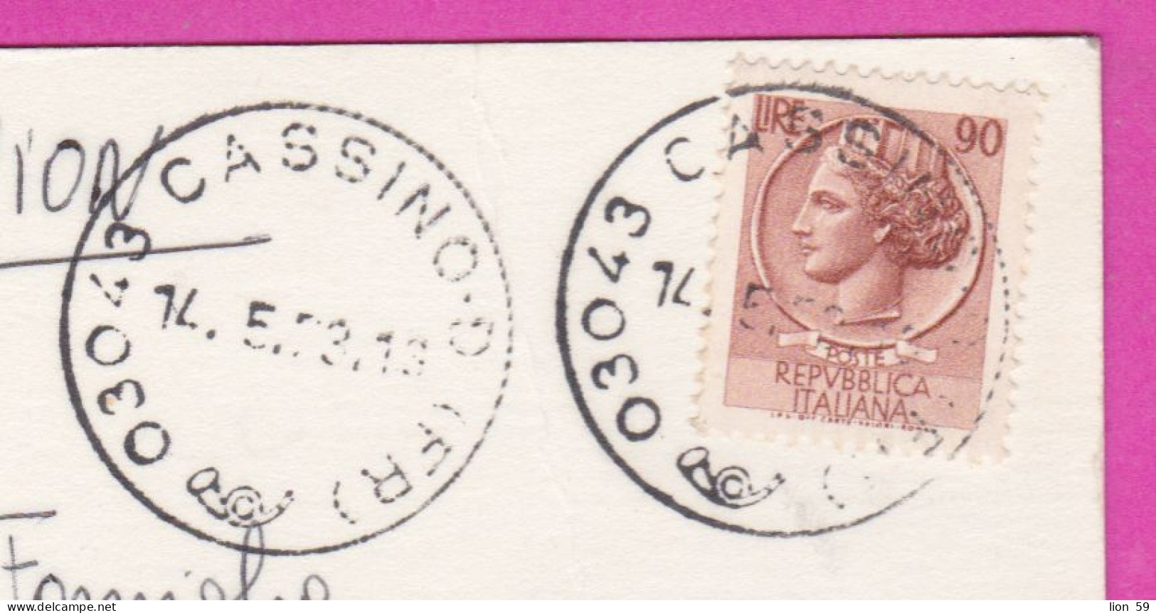 293984 / Italy - CASERA - PARCO REALE - PARTICOLARE DI ATTEONE PC 1973 CASSINO USED 90 L Coin Of Syracuse - 1971-80: Marcofilia