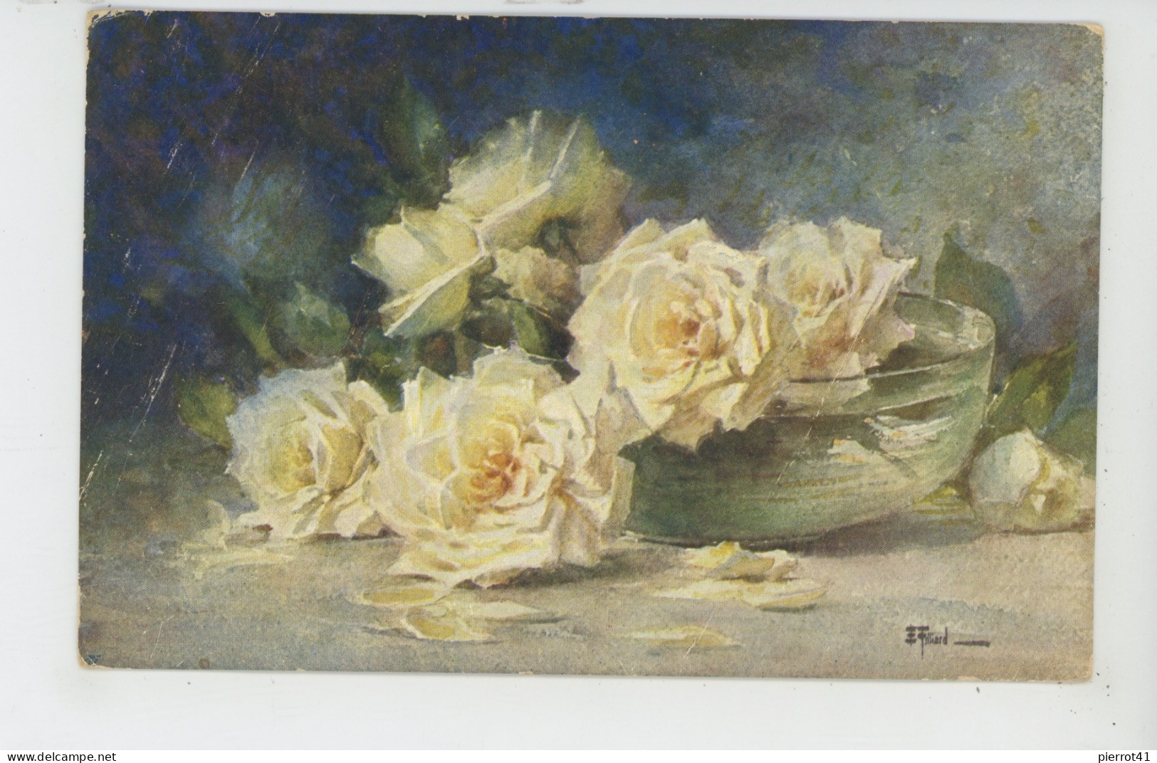 FLEURS - Jolie Carte Fantaisie Viennoise Roses Jaunes - M.M.VIENNE M. MUNK N° 521 Signée E. FILLIARD - Vienne