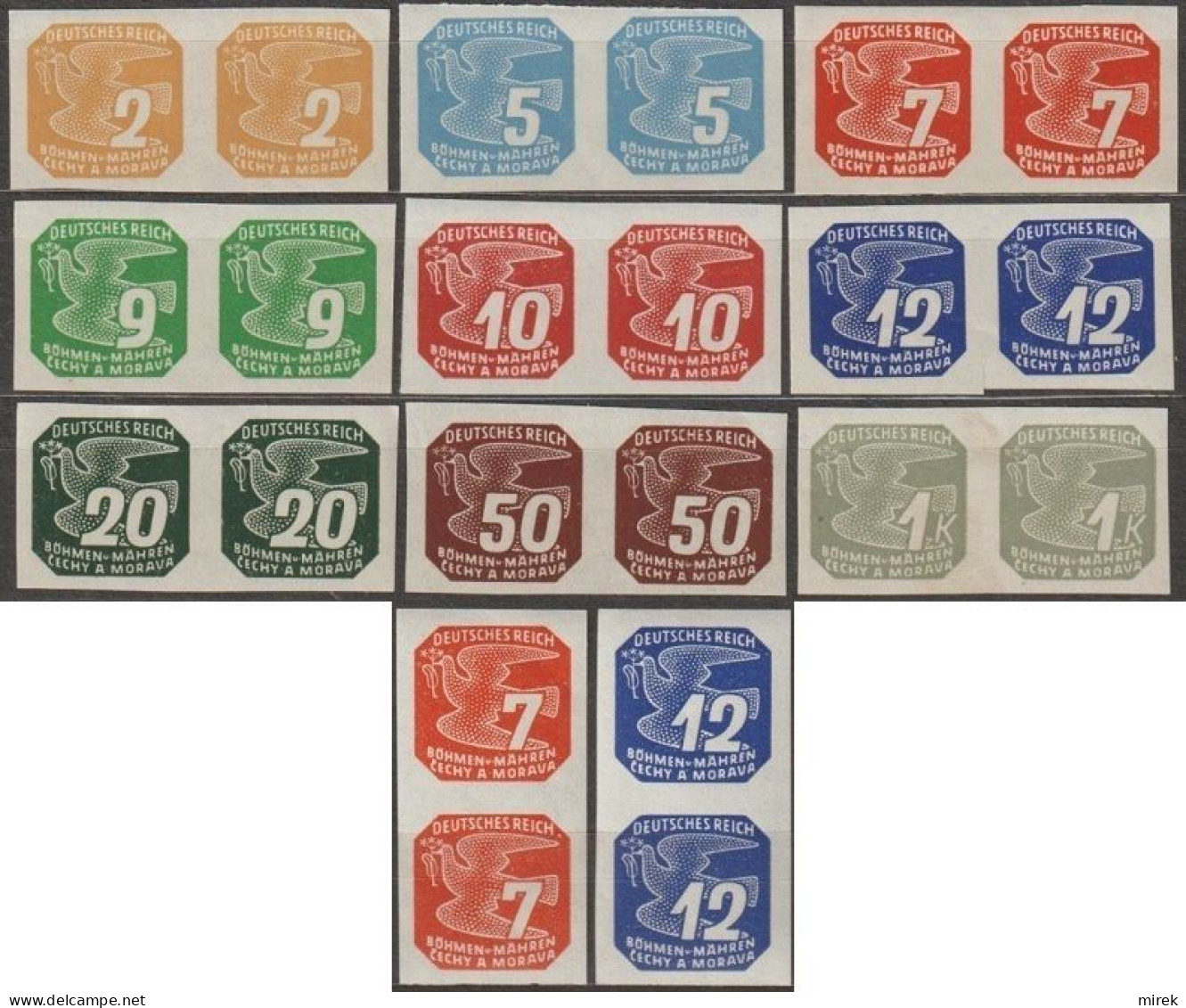 014/ Pof. NV 10-18, Pairs - Unused Stamps