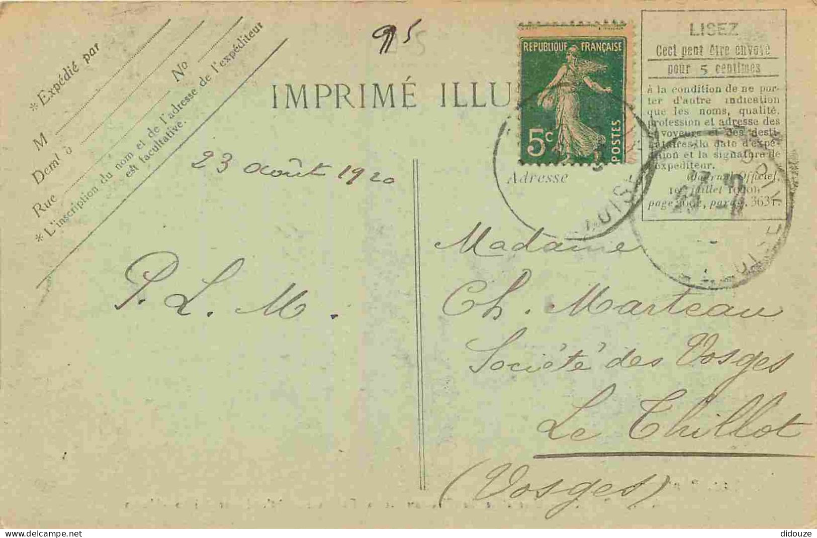 95 - Saint Prix - Une Allée Du Château De La Terrasse Habité Par Victor Hugo - CPA - Oblitération Ronde De 1920 - Voir S - Saint-Prix