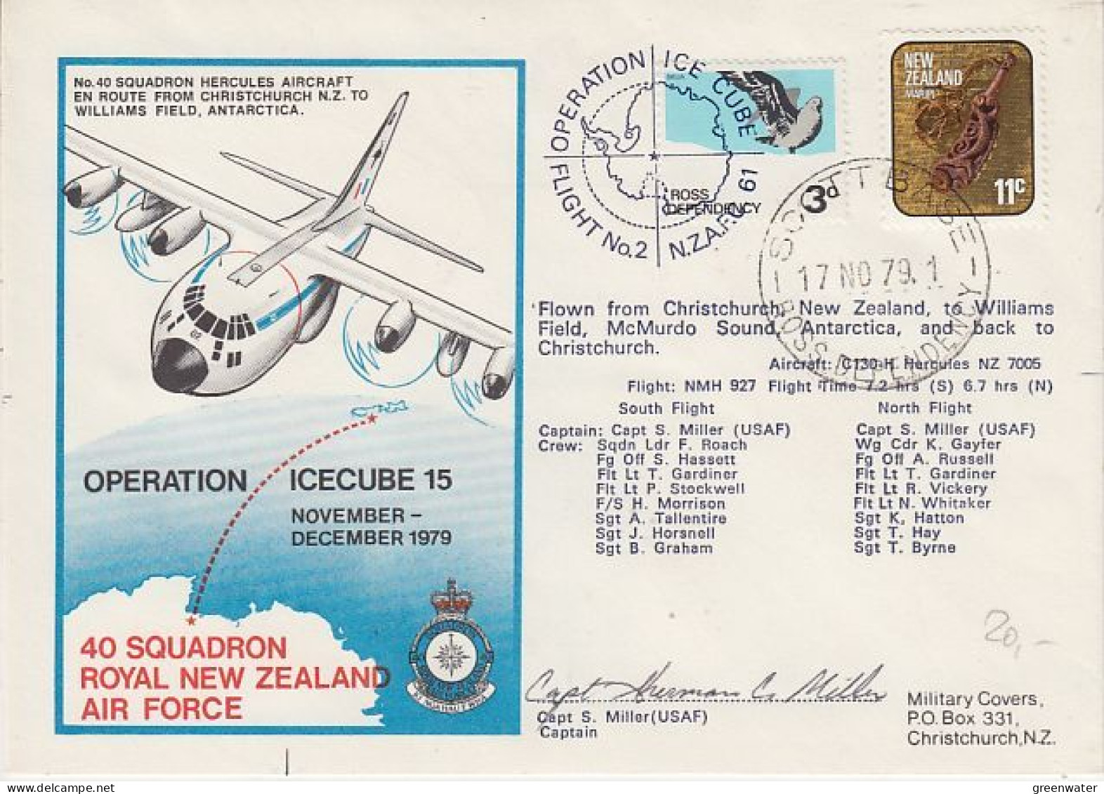 Ross Dependency 1979 Operation Icecube 15 Signature  Ca Scott Base 17 NOV 1979 (RT177) - Covers & Documents