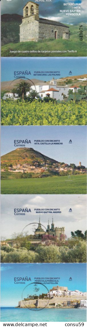 2024-ED. 5742 A 5745 Carnet- Pueblos Con Encanto. Betancuria. Hita. Nuevo Baztán. Peñíscola- USADO - Gebraucht