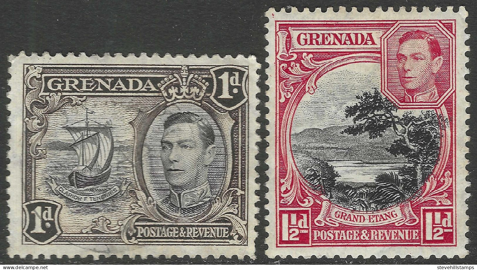 Grenada. 1938-50 KGVI. 1d, 1½d MH. P13½X12½/P12½X13½ SG 154b, 155a. M5036 - Granada (...-1974)