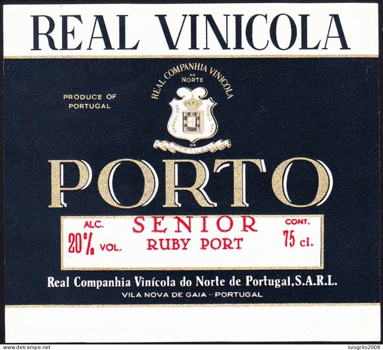 Port Wine Label, Portugal - REAL VINICOLA PORTO Senior -|-  Real Companhia Vinícola Do Norte, Vila Nova De Gaia - Altri & Non Classificati